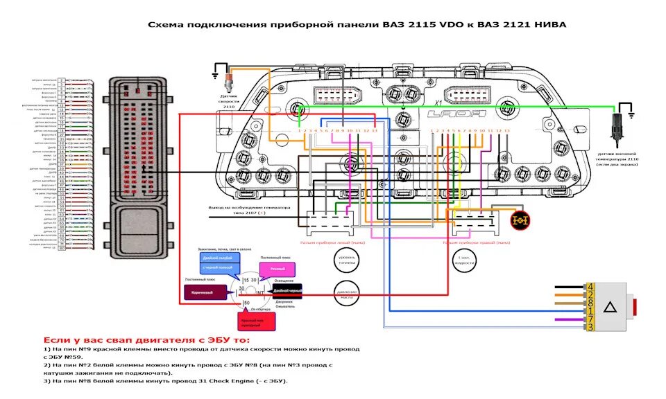 Распиновка щитка 2114 Щиток vdo в 2121 - Lada 4x4 3D, 1,6 л, 1985 года тюнинг DRIVE2