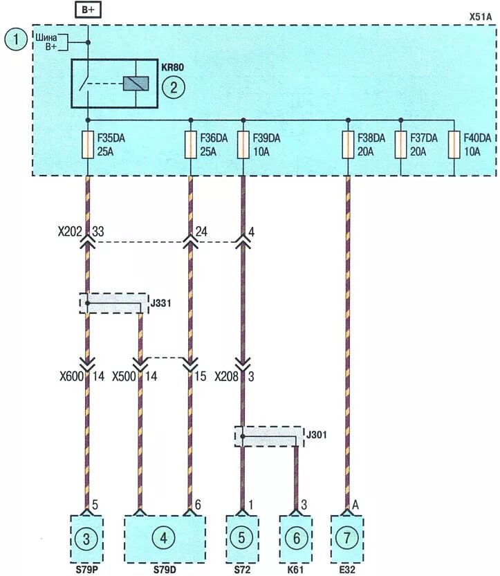 Распиновка шевроле авео Scheme 2 d. Consumers connected through the instrument panel mounting block (Che