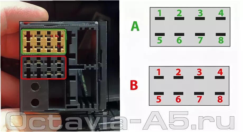 Распиновка шкода октавия а5 Распиновка разъёма магнитолы Октавии А5