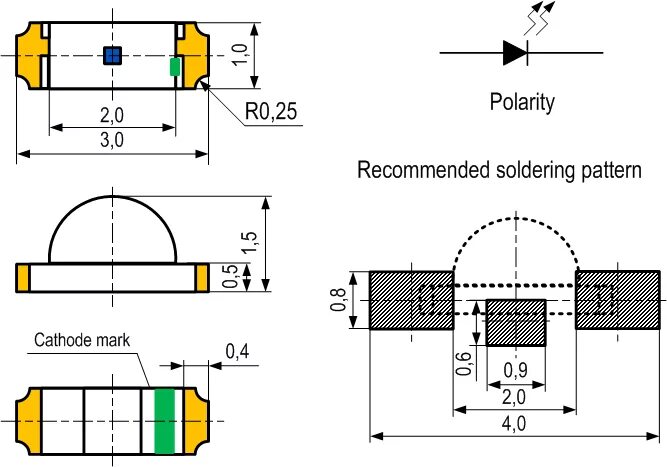 Распиновка smd SMD 1204 SIDE: светодиоды для поверхностного монтажа с боковым излучением :: ДАР