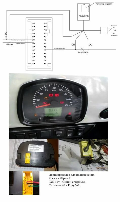Распиновка спидометра Распиновка разъема спидометра