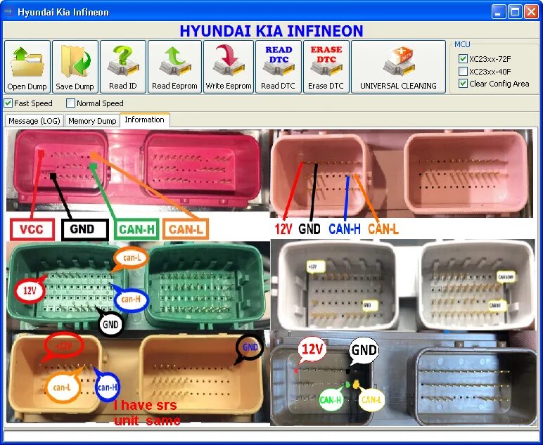 Распиновка srs Hyundai kia can bus xc23xx - GCT support (English) For English Speaking Users - 