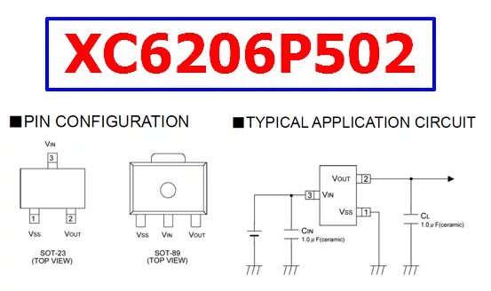 Распиновка стабилизатора PDF XC6206P502 Components