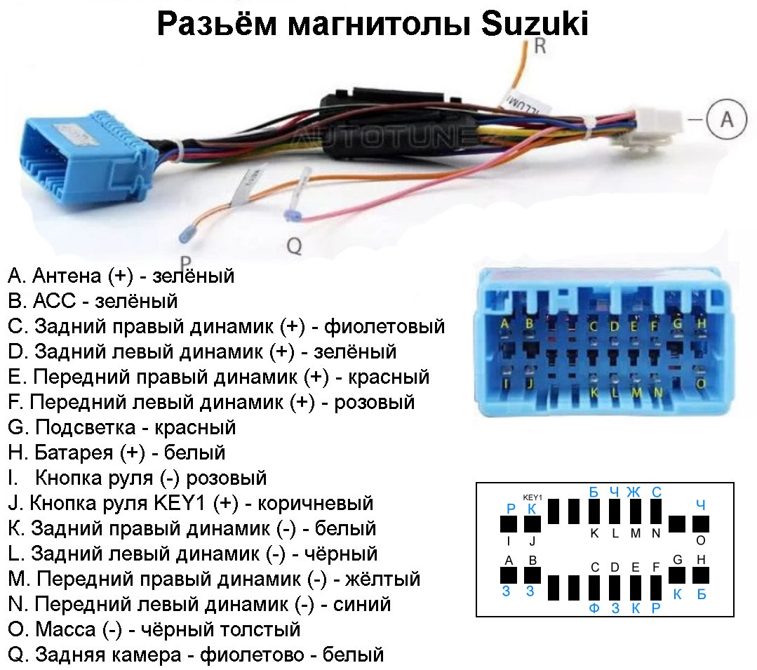 Распиновка suzuki Разъем магнитолы, распиновка. - Suzuki Solio (3G), 1,2 л, 2016 года автозвук DRI