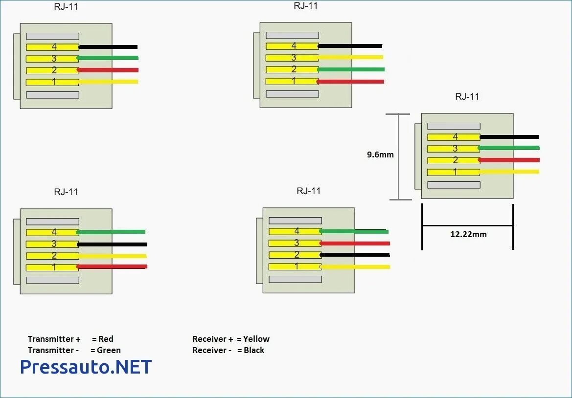 Распиновка телефонного Обжим rj45 rj11