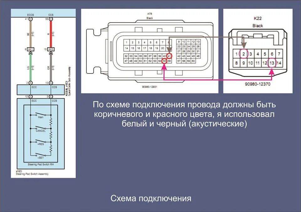 Распиновка тойота камри Установка круиз контроля camry v70 (фотоотчет) - Toyota Camry (XV70), 2 л, 2020 