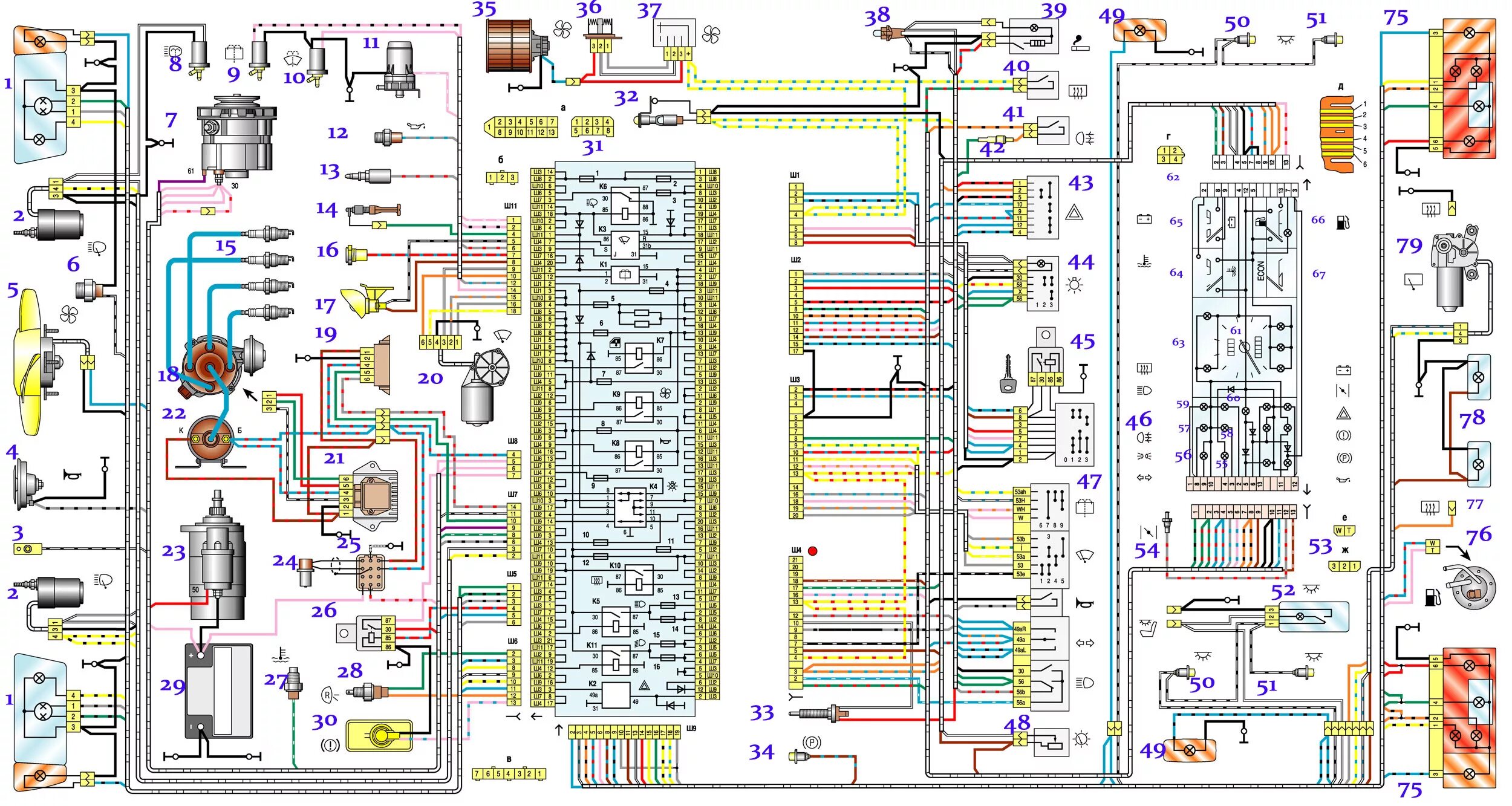 Распиновка ваз 2109 карбюратор Cхема электрооборудования автомобилей ВАЗ–2108, ВАЗ-21083, ВАЗ–2109, ВАЗ-21093 и