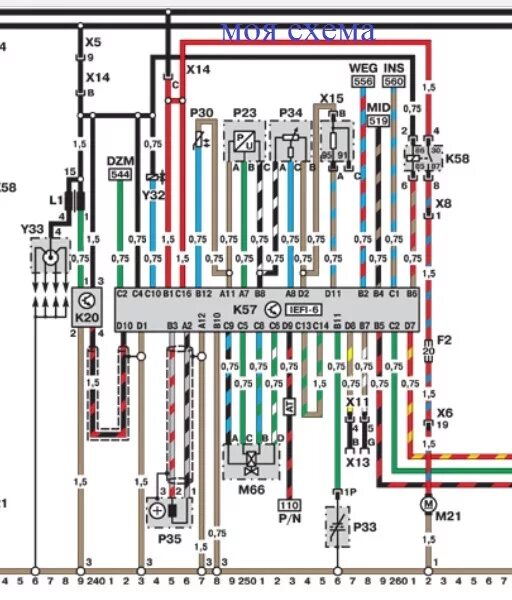 Распиновка вектра б Схема и назначения контактов IEFI-6 - Opel Vectra A, 1,6 л, 1989 года электроник