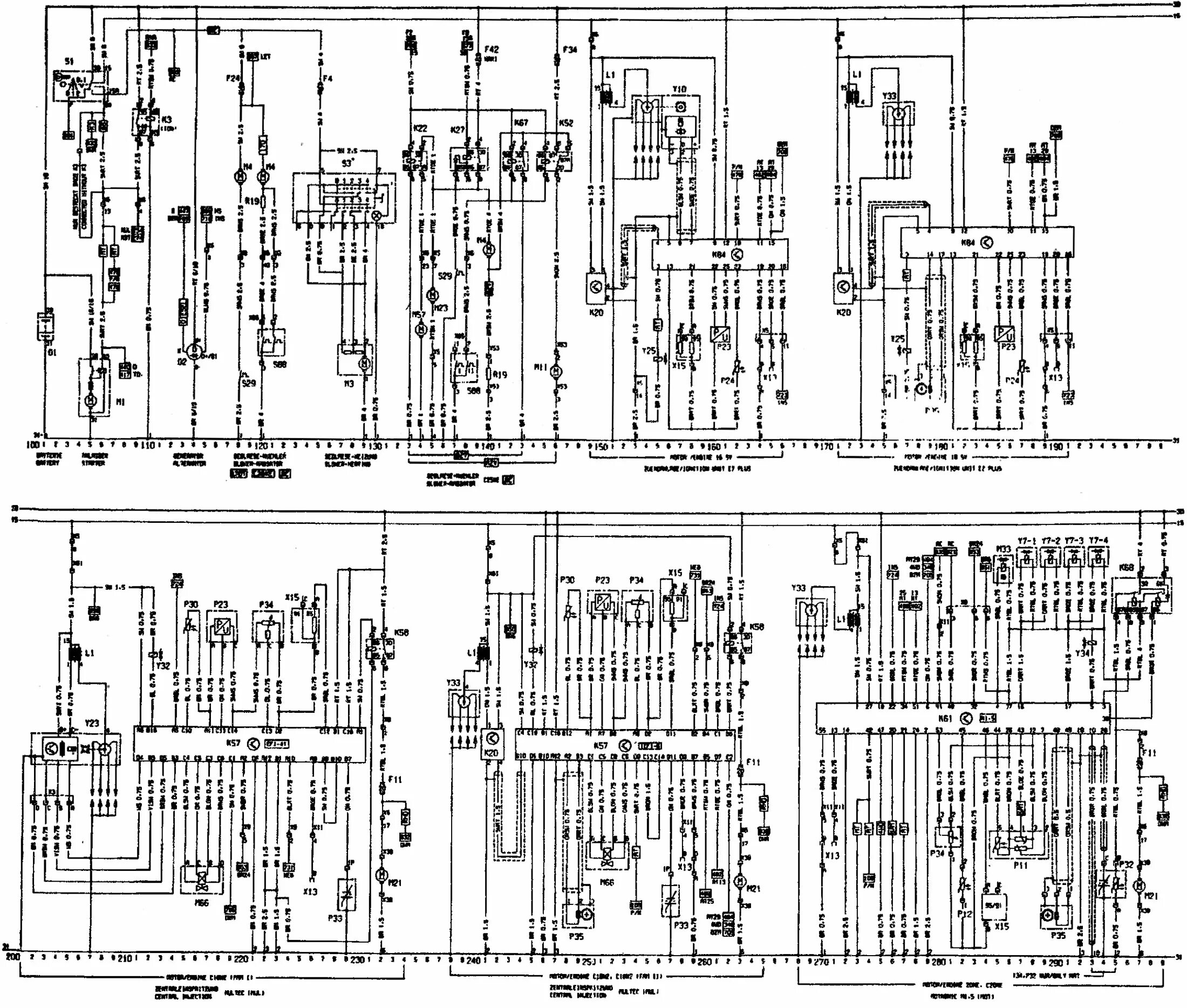 Распиновка вектра б Схема на свързване за модели от 1992 г. (Опел Vectra A 1988-1995, бензин: Електр