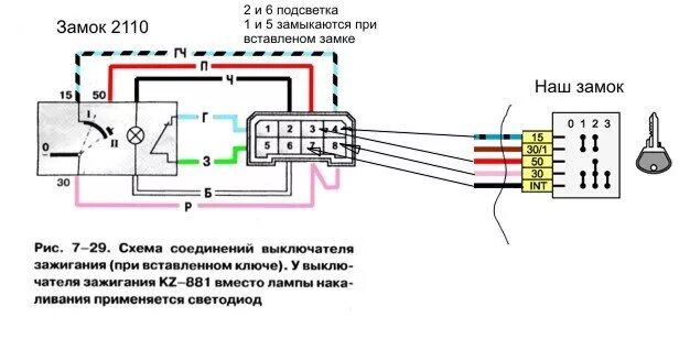 Распиновка зажигания 2105 подключение замка ваз Замок зажигания от Шнивы в Ниву - Lada 4x4 5D, 1,7 л, 2016 года электроника DRIV