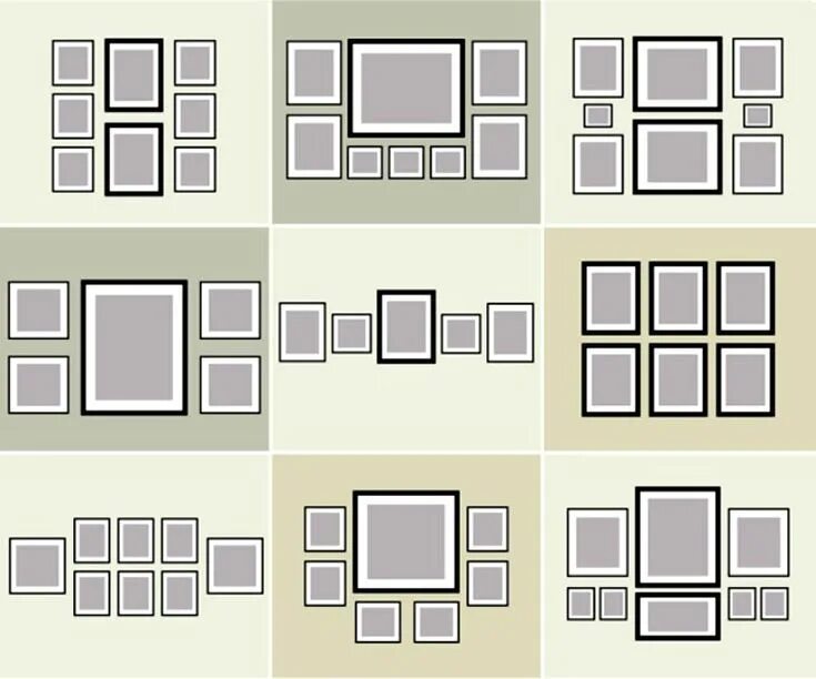 Расположение фото на стене разного формата Картинки по запросу композиция из фоторамок на стене Повесить картины, Повесить 