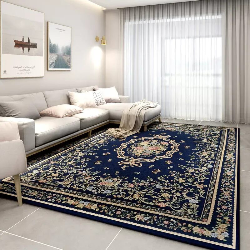 Расположение ковров в интерьере Navy Blue Carpets For Living Room American Countryside Bedroom Carpet Sofa Coffe