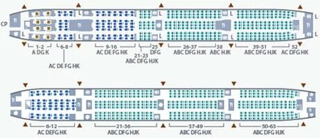 Расположение мест аэрофлот 777 300 схема 座 位 安 排 图 - Garuda Indonesia