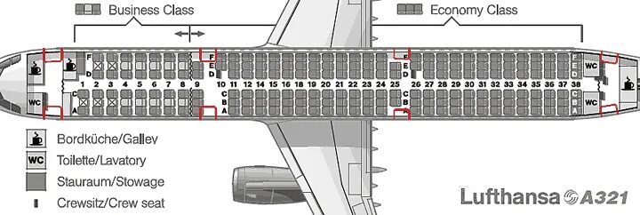 Расположение мест в а321 аэрофлот схема Схема салона Airbus А321 Lufthansa