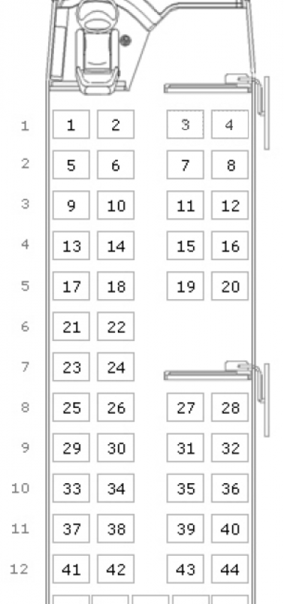 Расположение мест в автобусе по номерам схема Договор оказания транспортных услуг Пассажирские перевозки автобусом
