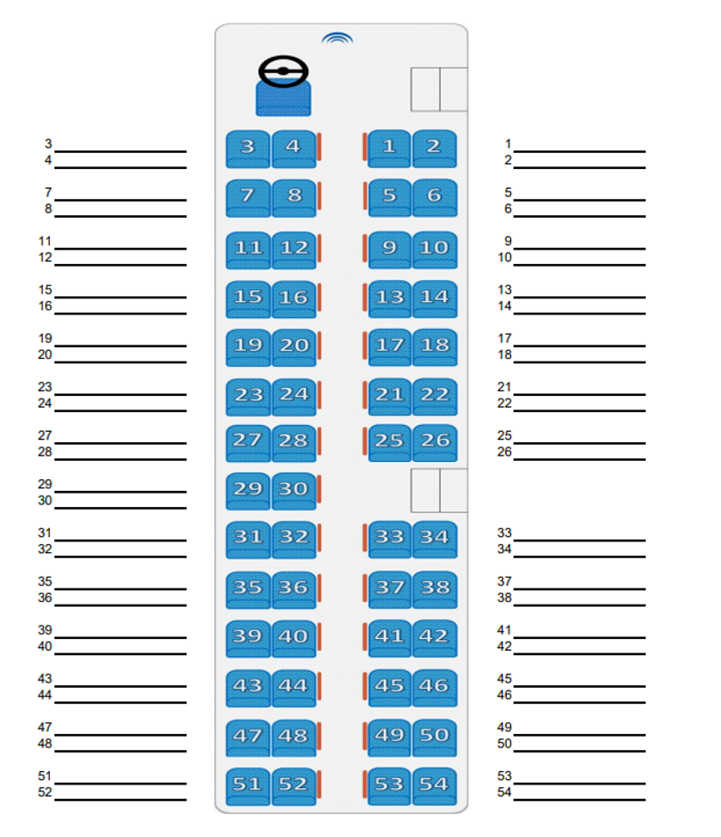 Расположение мест в автобусе по номерам схема Расположение мест в Газели 8 мест