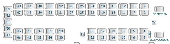 Расположение мест в автобусе по номерам схема Рассадка по местам на поездку "Новогодний Петербург" 7.01: Корнишева 1-2 Мухамад