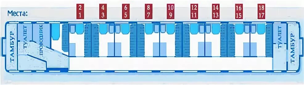 Расположение мест в поезде купе схема Схема вагона купе украина