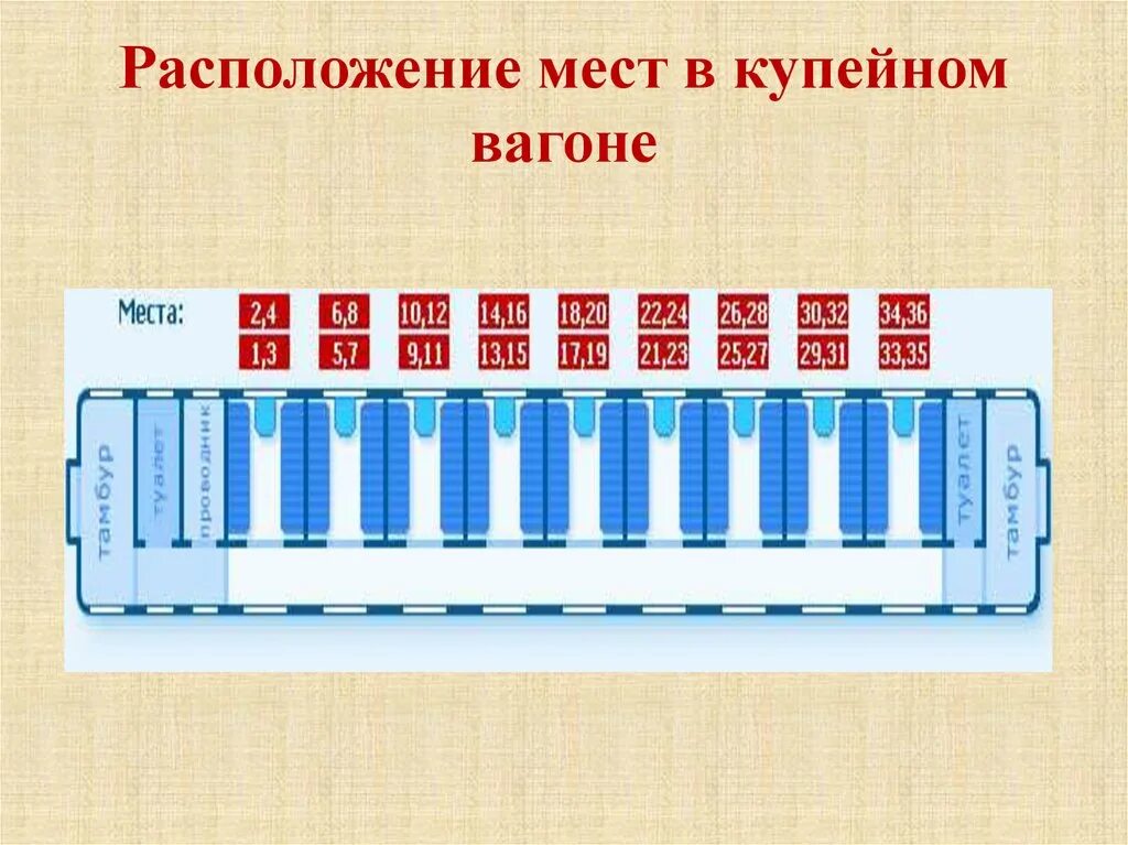 Расположение номеров в плацкартном вагоне фото Сколько в плацкарте мест - блог Санатории Кавказа