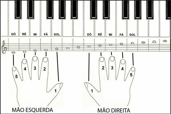 Расположение нот на руках схема Resultado de imagem para notas musicais do teclado Music lessons for kids, Piano