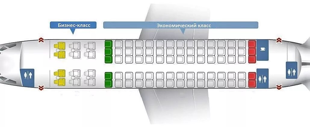 Расположение салона суперджет 100 схема мест Лучшие места в самолете Sukhoi Superjet 100 авиакомпании Аэрофлот: схема салона