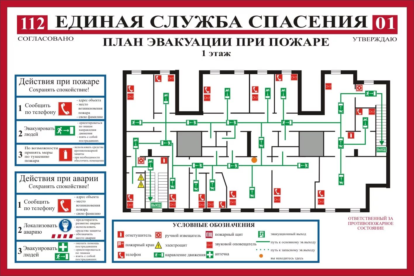 Расположение схемы эвакуации при пожаре Фотопечать 400х300 - План эвакуации купить в Нижнем Новгороде