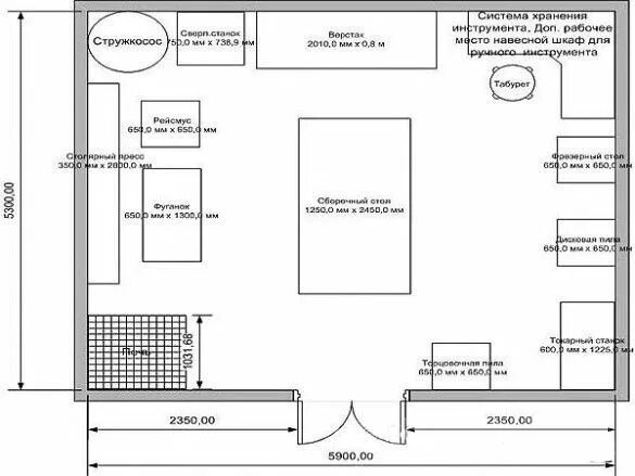 Расположение станков в столярной мастерской схема План столярного цеха Floor plans, House, Album