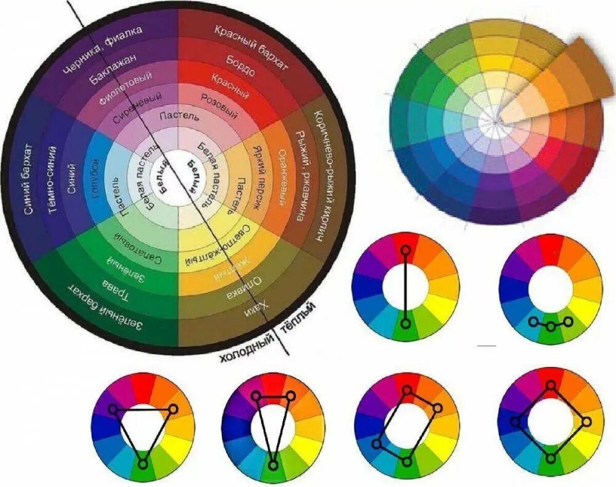 Расположение цветов схема Круг сочетания цвета фото - DelaDom.ru