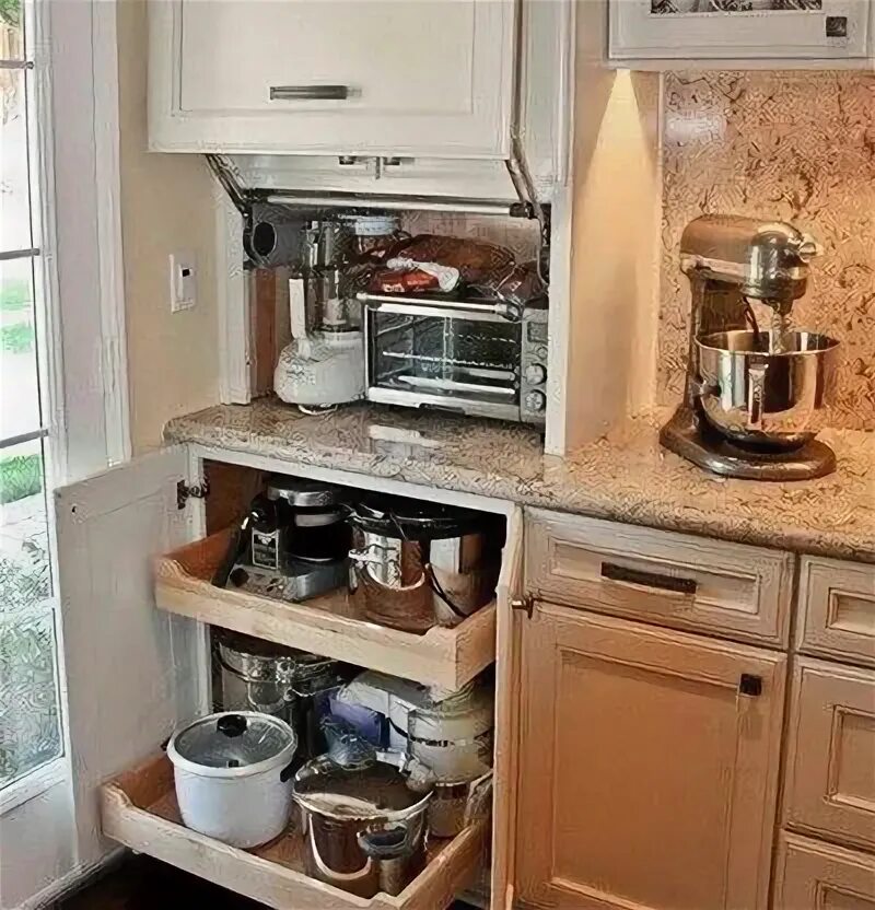 Расположение техники на кухне фото 40 Appliance Storage Ideas For Smaller Kitchens Small kitchen appliance storage,