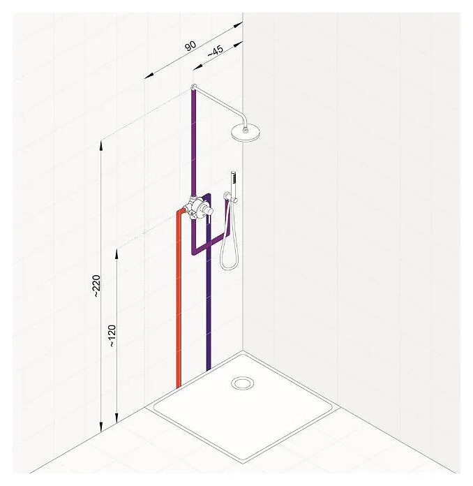 Расположение водорозеток в ванной схема Комплект душевой KLUDI Bozz 387363976 - купить в интернет магазине ENTERO.RU