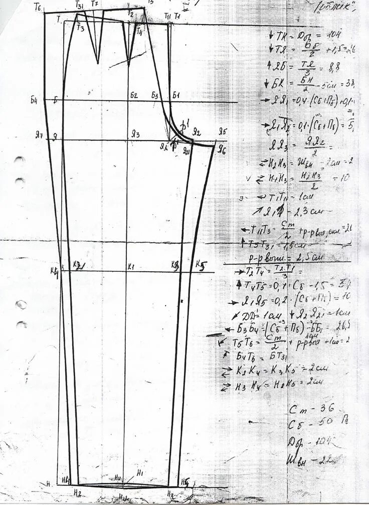 Рассчитать выкройку брюк Тема: Построение женских брюк ("Облик")