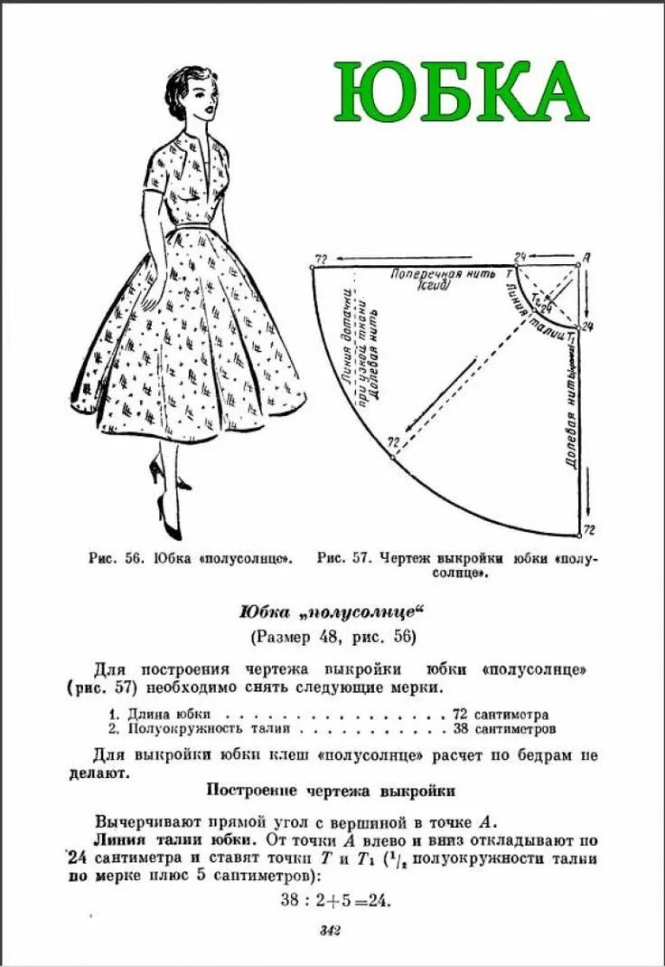 Рассчитать выкройку юбки солнце юбка-полусолнце Выкройки, Винтажная юбка, Шитье