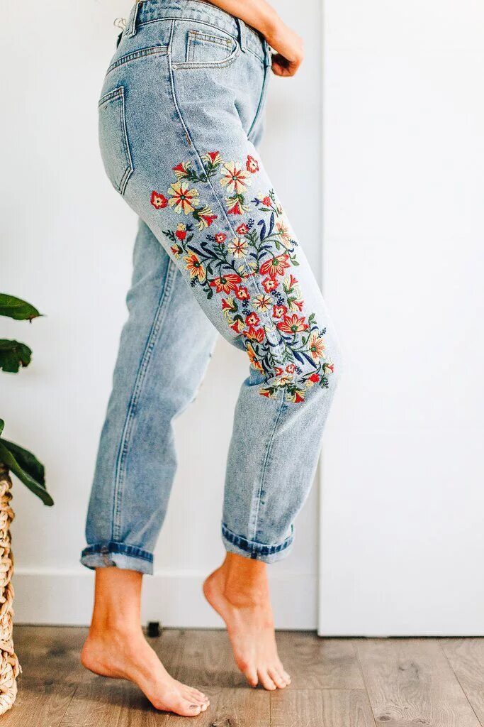 Расшитые джинсы фото Wildflower Embroidered Denim Jeans Fashion, Clothes, Style