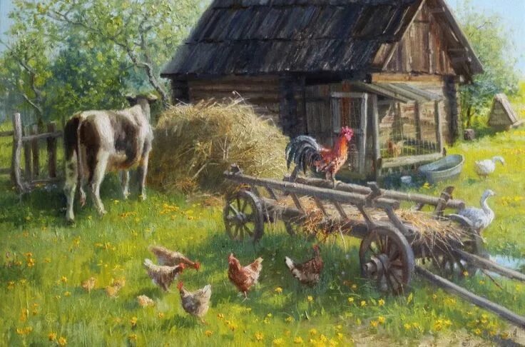 Рассказы в деревне фото Pin by Сойка on Владимир Жданов 1959 Painting, Nature art, Art