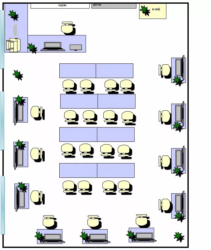 Расстановка мебели в классе схема Мебель doc информатика 6 класс заготовки - фото