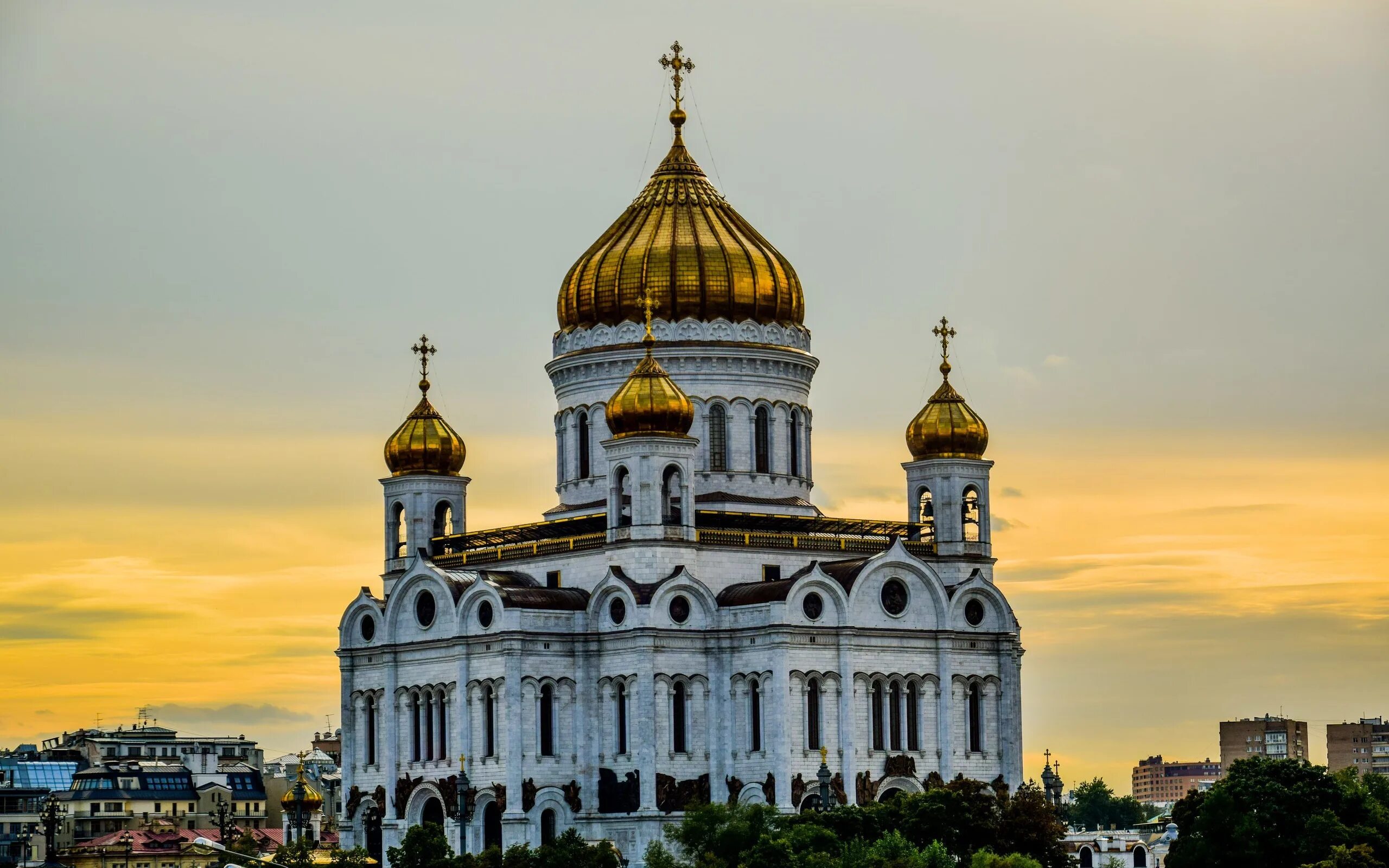 Рассвет храм фото Скачать обои пейзаж, закат, вечер, Москва, Храм хреста спасителя, раздел город в