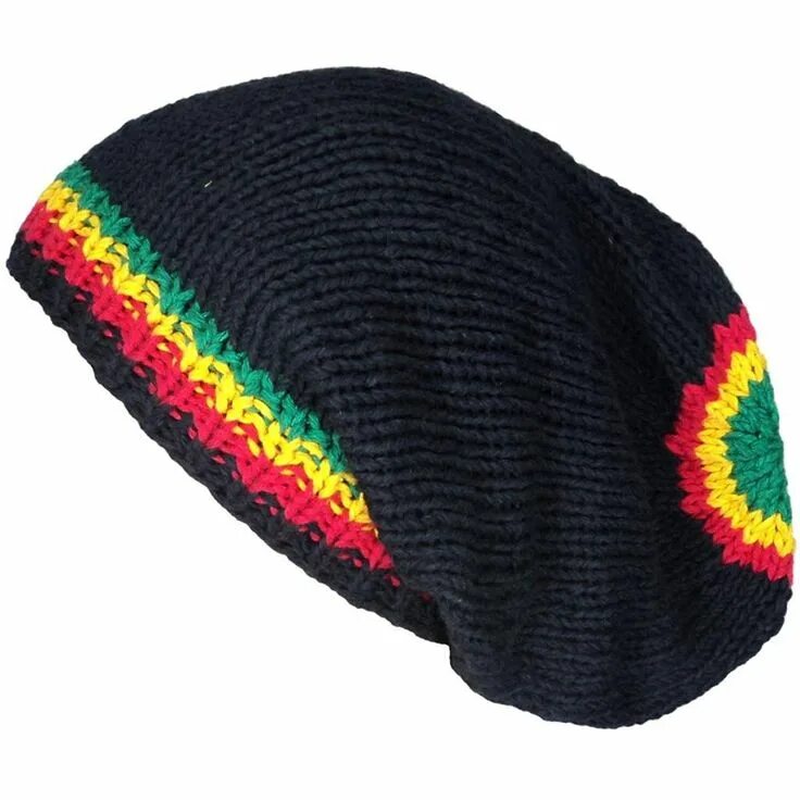 Растаманская шапка фото Rasta Circle Pattern Handmade Crochet Knit Beanie One Size Black - CU11DCQQTHJ C