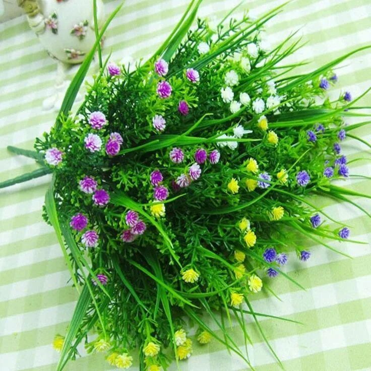 Растения для букетов фото Small Artificial Green Plants Grass Fake Floral Plastic Silk Eucalyptus Flowers 