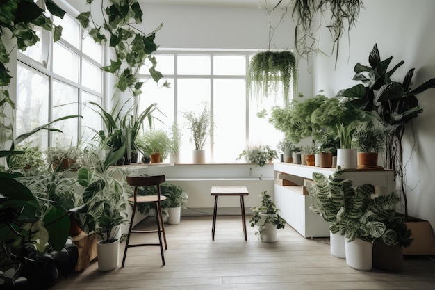 Растения в интерьере 6 класс Office with view of garden filled with colorful and fragrant plants created with