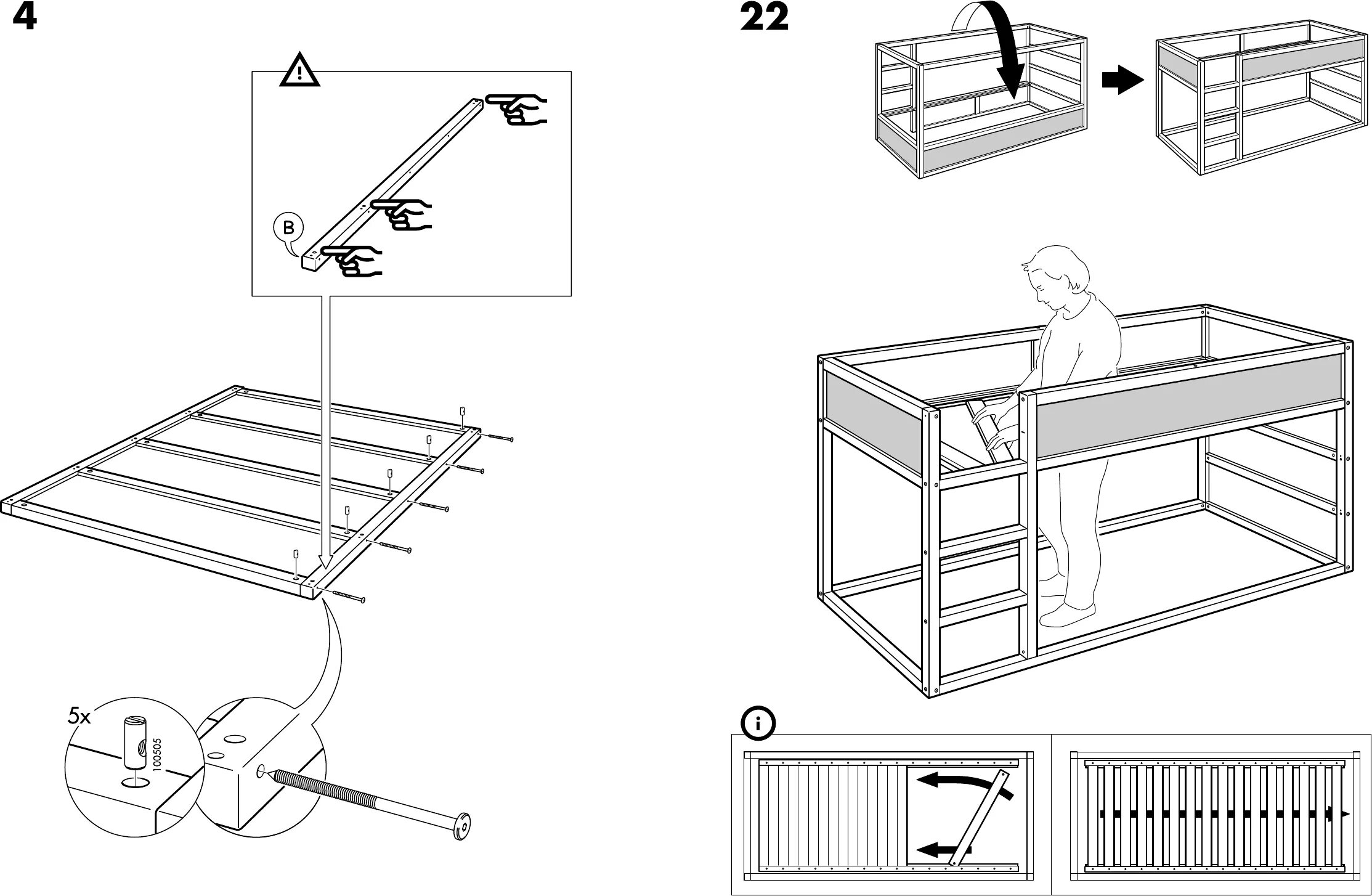 Растущая кровать икеа инструкция по сборке Manual Ikea Kura bed (page 6 of 14) (English, German, Dutch, Danish, French, Ita