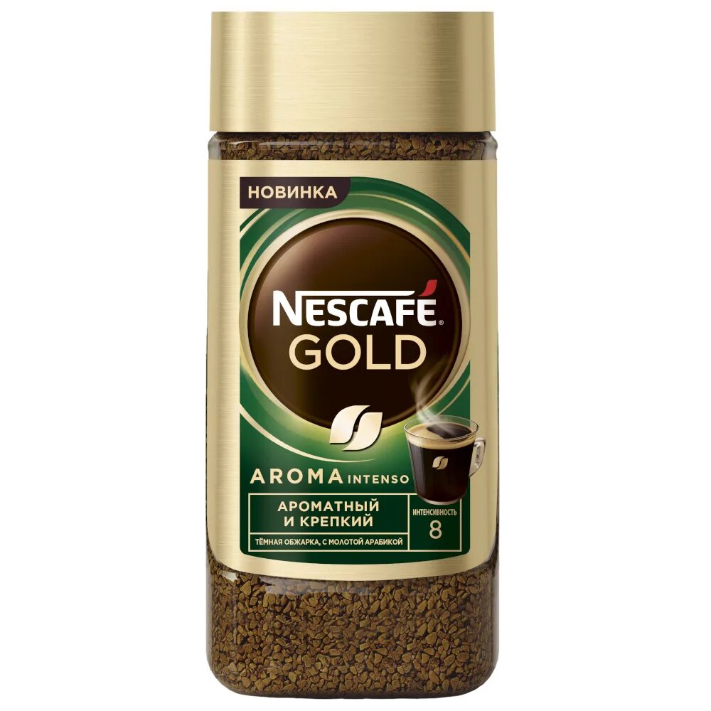 Растворимое кофе баночка в стекле фото Кофе растворимый с молотой арабикой Nescafe Gold Aroma Intenso 170 г - купить с 