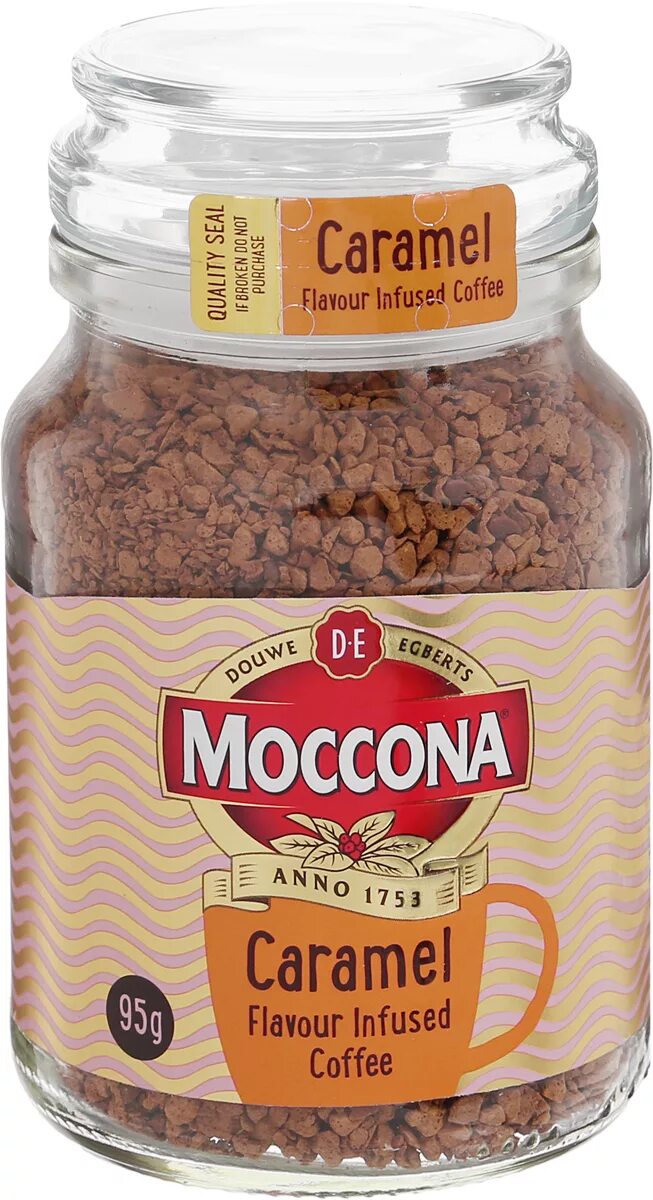 Растворимое кофе баночка в стекле фото Кофе Moccona Caramel (Карамель) растворимый, стекл. банка, 95 г - купить с доста