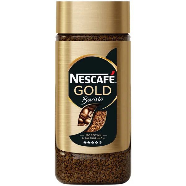 Растворимый кофе фото Кофе растворимый Nescafe "Gold. Barista", сублимированный, с молотым, стеклянная