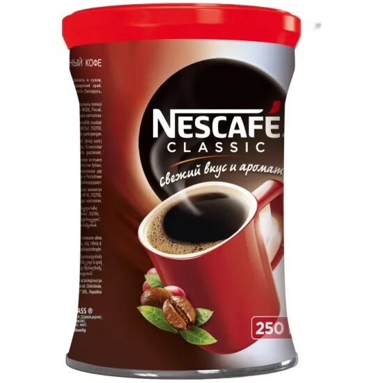 Растворимый кофе фото банок Кофе растворимый NESCAFE ® Classic натуральный 250 г 4607085440118 - купить по н