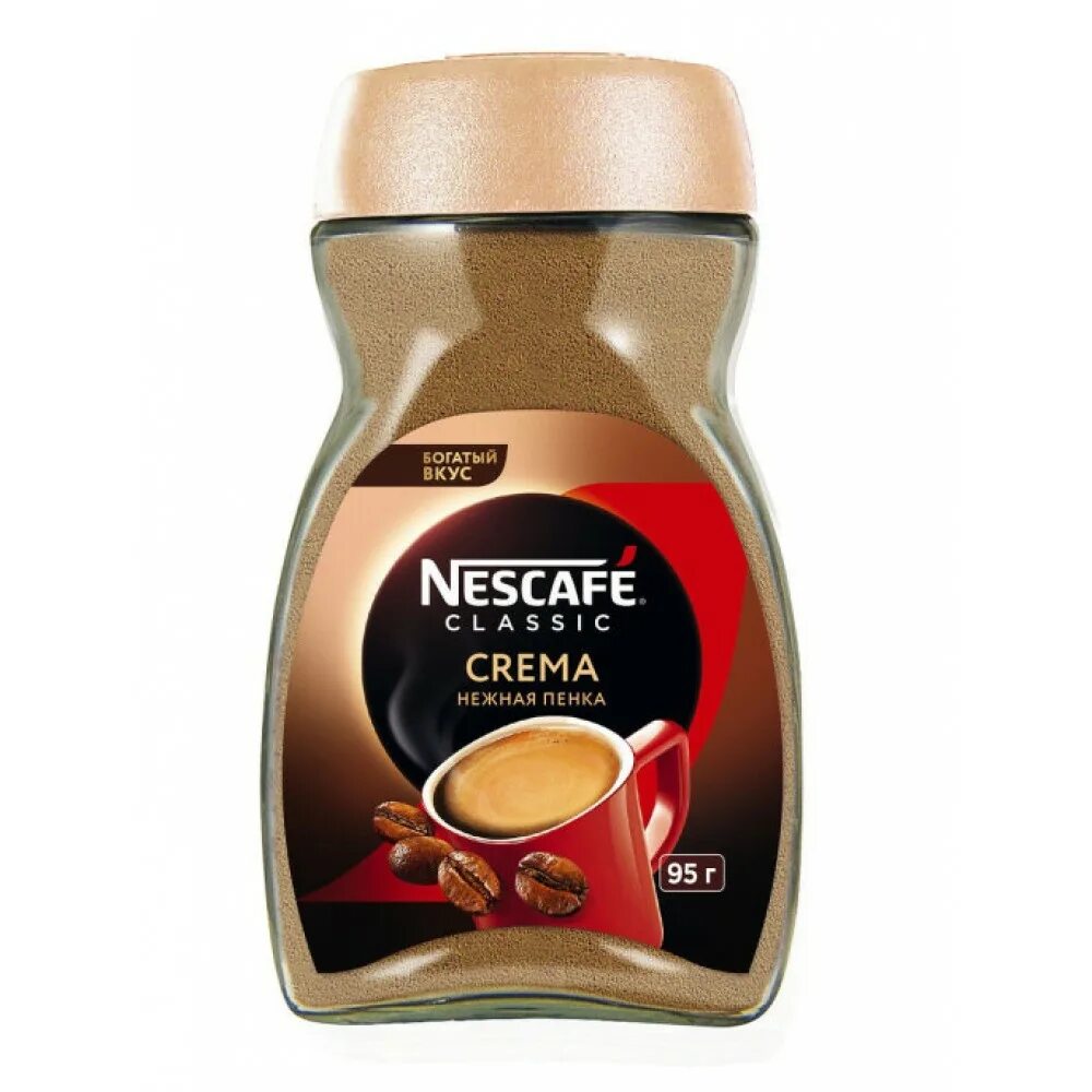 Растворимый кофе фото банок Кофе растворимый Classic Crema, банка 95 г, Nescafe - купить в интернет-магазине