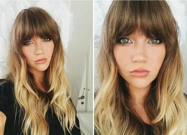 Растяжка на волосах с челкой фото long hair with bangs and ombre Go Back Gallery For Ombre With Bangs - Looking fo