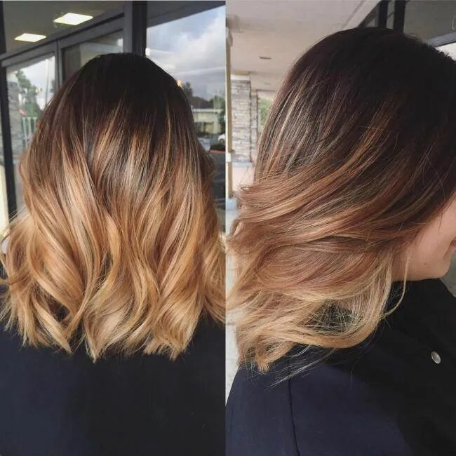 Растяжка на волосы средней длины фото Honey Ombre Balayage #ombremediumhair ombre medium hair in 2019 Honey brown hair