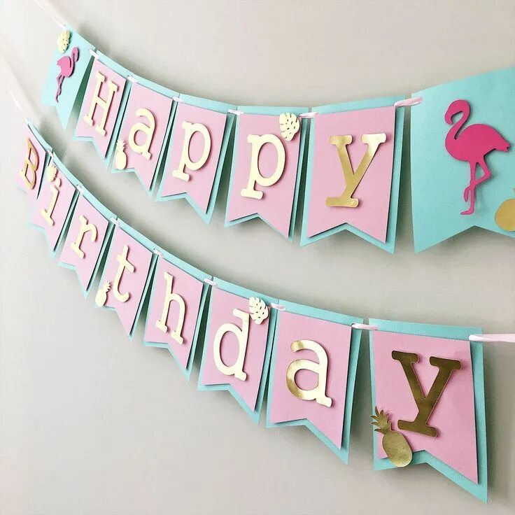 Растяжка с днем рождения с фото Pink Gold Flamingo Birthday Banner Flamingo Bridal Shower Banner Flamingo Party 