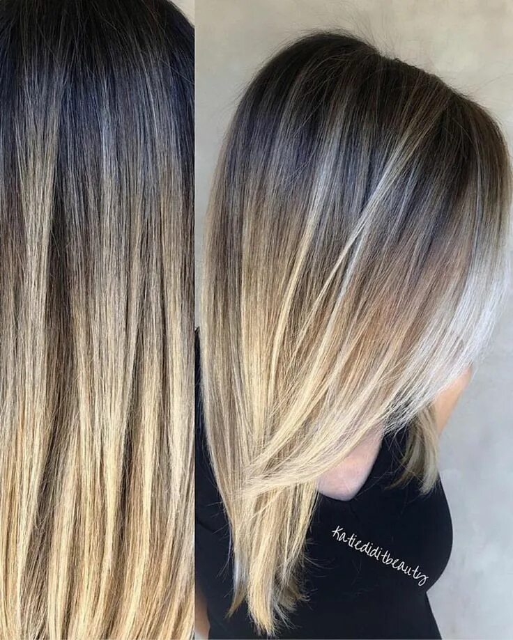 Растяжка волос окрашивание фото на средние Reverse balayage in 2024 Balayage straight hair, Hair color balayage, Reverse ba