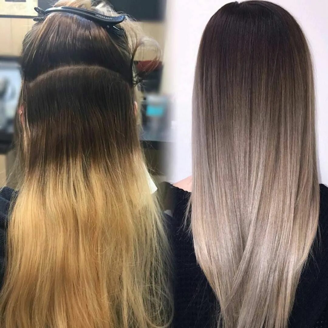 Растяжка волос от темного к светлому фото Short Hairstyles PixieCuts on Instagram: "Before and after transformation by @li